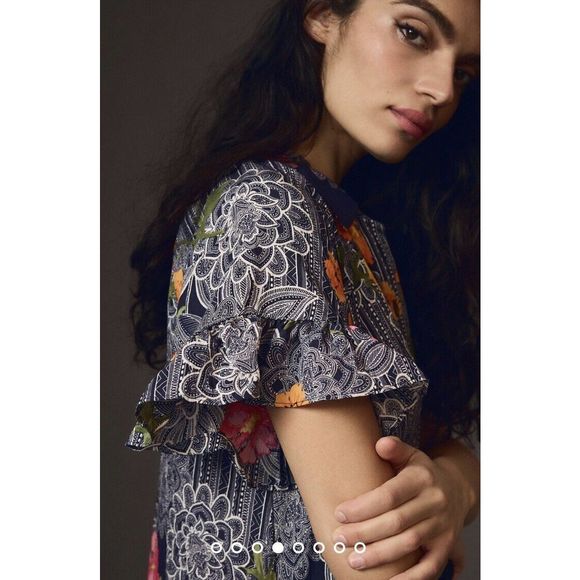 New Anthropologie Ruffle Sleeve Dress Size Small - Picture 4 of 8